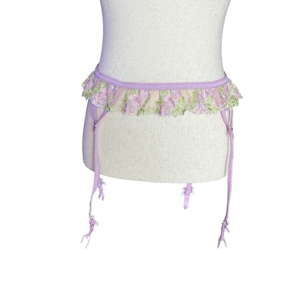 For Love & Lemons Floral Lace Garter Belt Lilac Size Small Gift For Her - Picture 2 of 5